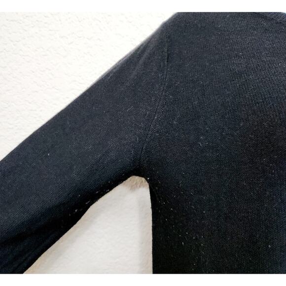 Two Twenty Five Black Cashmere Blend Top Medium Faux Back Zip Lightweight Soft - Picture 3 of 5